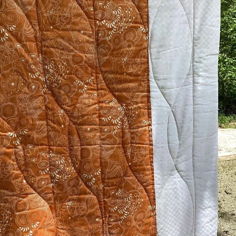 New With Tags.  Bright Summer Orange and Green Garden Coin Lap Quilt